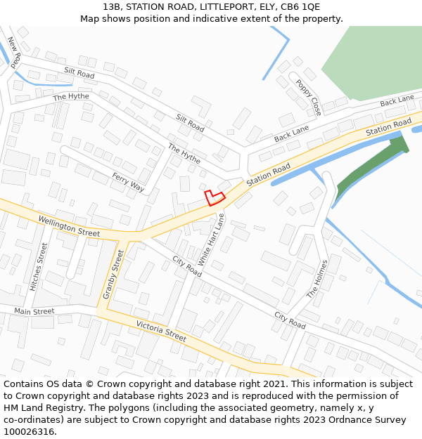 13B, STATION ROAD, LITTLEPORT, ELY, CB6 1QE: Location map and indicative extent of plot