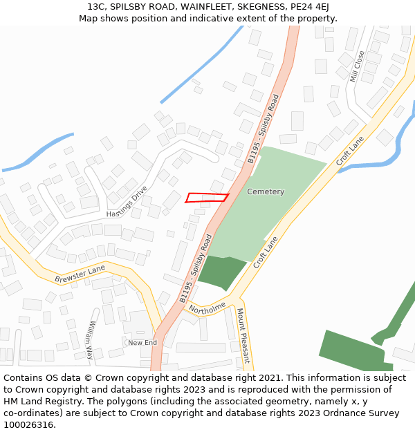 13C, SPILSBY ROAD, WAINFLEET, SKEGNESS, PE24 4EJ: Location map and indicative extent of plot