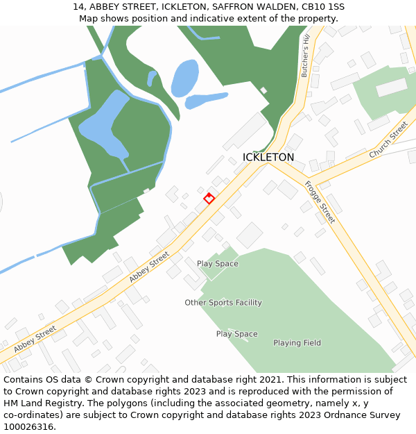 14, ABBEY STREET, ICKLETON, SAFFRON WALDEN, CB10 1SS: Location map and indicative extent of plot