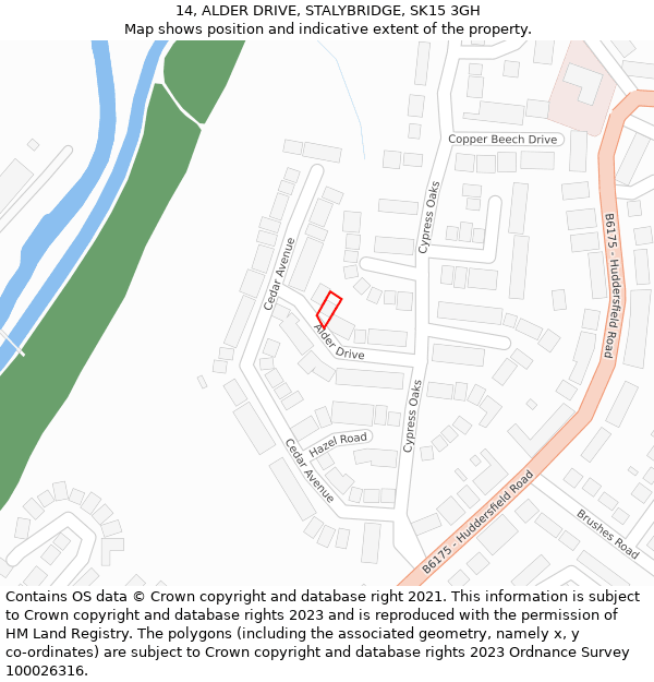 14, ALDER DRIVE, STALYBRIDGE, SK15 3GH: Location map and indicative extent of plot