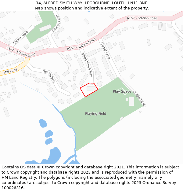 14, ALFRED SMITH WAY, LEGBOURNE, LOUTH, LN11 8NE: Location map and indicative extent of plot
