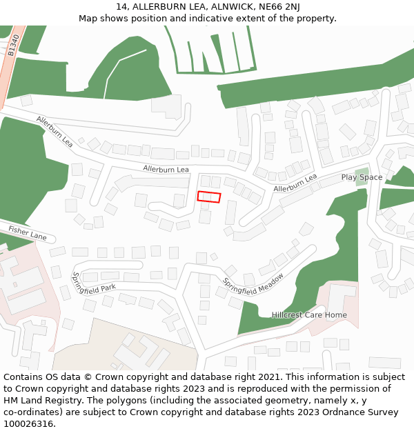 14, ALLERBURN LEA, ALNWICK, NE66 2NJ: Location map and indicative extent of plot