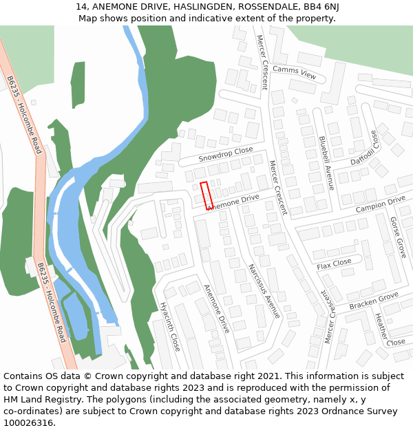 14, ANEMONE DRIVE, HASLINGDEN, ROSSENDALE, BB4 6NJ: Location map and indicative extent of plot