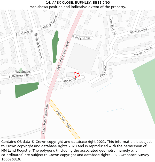 14, APEX CLOSE, BURNLEY, BB11 5NG: Location map and indicative extent of plot