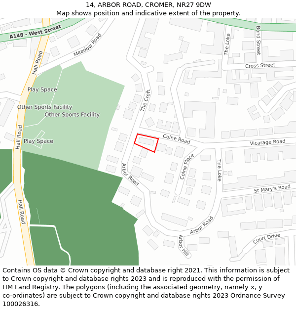 14, ARBOR ROAD, CROMER, NR27 9DW: Location map and indicative extent of plot