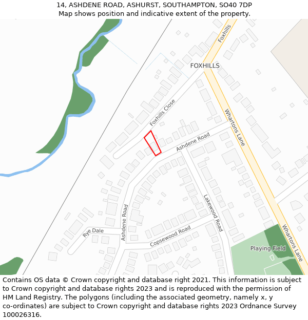 14, ASHDENE ROAD, ASHURST, SOUTHAMPTON, SO40 7DP: Location map and indicative extent of plot
