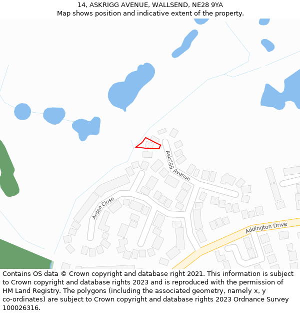 14, ASKRIGG AVENUE, WALLSEND, NE28 9YA: Location map and indicative extent of plot