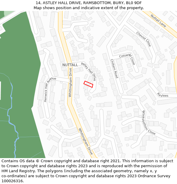 14, ASTLEY HALL DRIVE, RAMSBOTTOM, BURY, BL0 9DF: Location map and indicative extent of plot