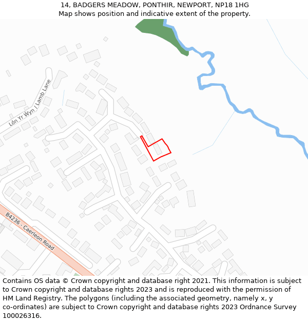 14, BADGERS MEADOW, PONTHIR, NEWPORT, NP18 1HG: Location map and indicative extent of plot