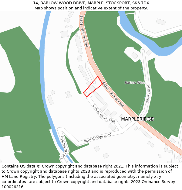 14, BARLOW WOOD DRIVE, MARPLE, STOCKPORT, SK6 7DX: Location map and indicative extent of plot