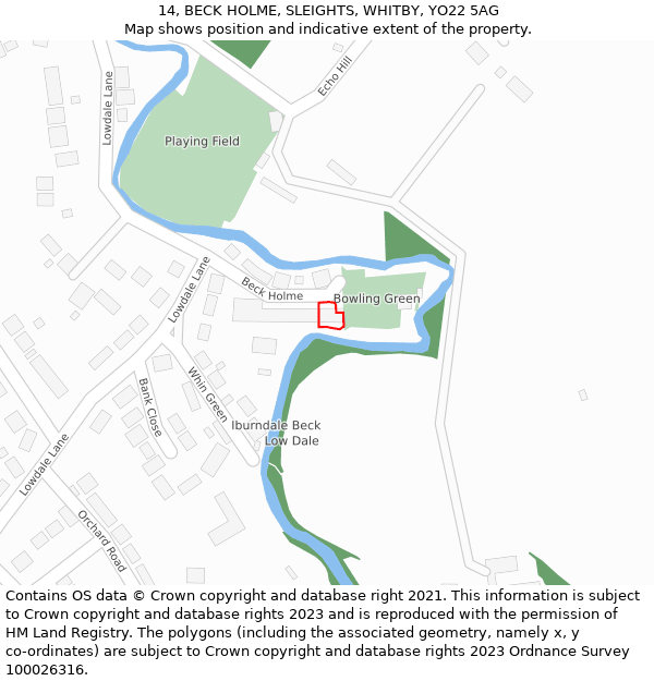 14, BECK HOLME, SLEIGHTS, WHITBY, YO22 5AG: Location map and indicative extent of plot