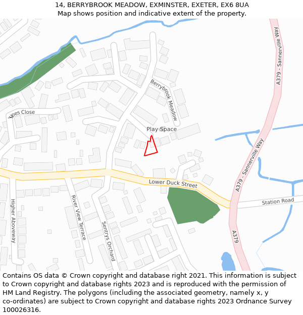 14, BERRYBROOK MEADOW, EXMINSTER, EXETER, EX6 8UA: Location map and indicative extent of plot