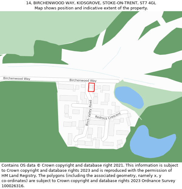 14, BIRCHENWOOD WAY, KIDSGROVE, STOKE-ON-TRENT, ST7 4GL: Location map and indicative extent of plot