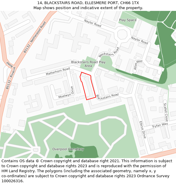 14, BLACKSTAIRS ROAD, ELLESMERE PORT, CH66 1TX: Location map and indicative extent of plot