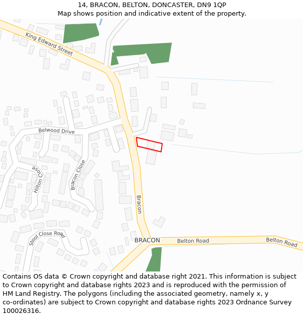 14, BRACON, BELTON, DONCASTER, DN9 1QP: Location map and indicative extent of plot