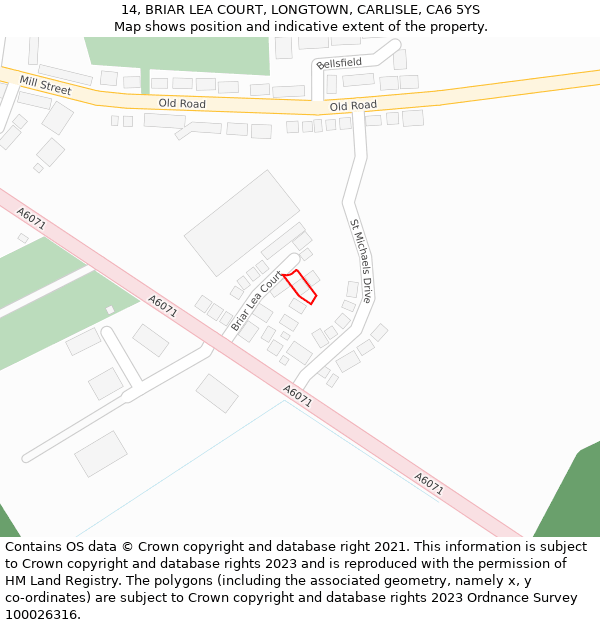 14, BRIAR LEA COURT, LONGTOWN, CARLISLE, CA6 5YS: Location map and indicative extent of plot