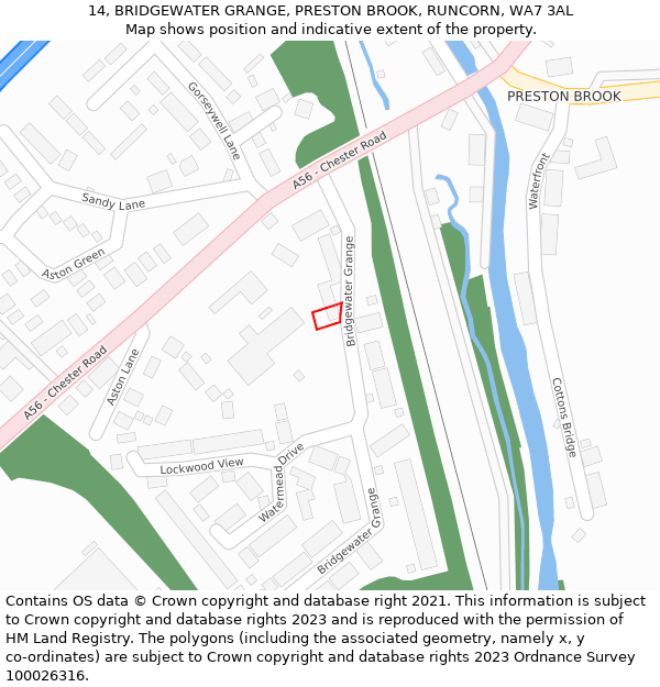 14, BRIDGEWATER GRANGE, PRESTON BROOK, RUNCORN, WA7 3AL: Location map and indicative extent of plot