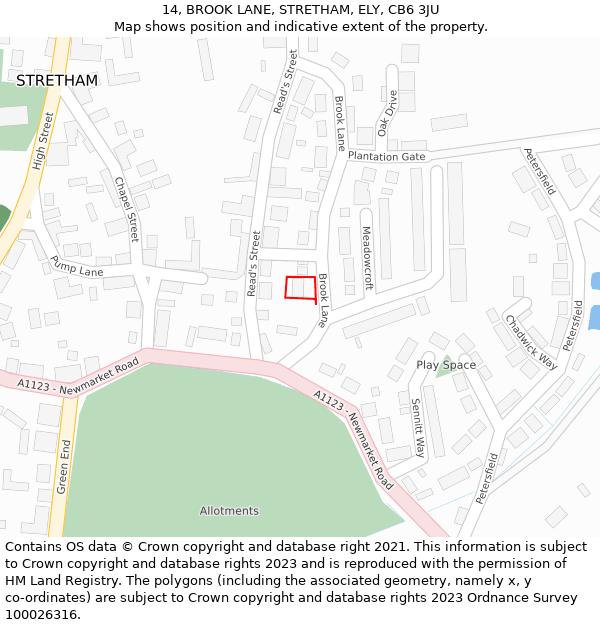 14, BROOK LANE, STRETHAM, ELY, CB6 3JU: Location map and indicative extent of plot