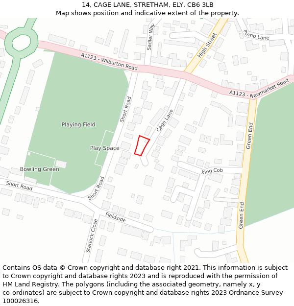 14, CAGE LANE, STRETHAM, ELY, CB6 3LB: Location map and indicative extent of plot