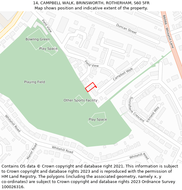 14, CAMPBELL WALK, BRINSWORTH, ROTHERHAM, S60 5FR: Location map and indicative extent of plot