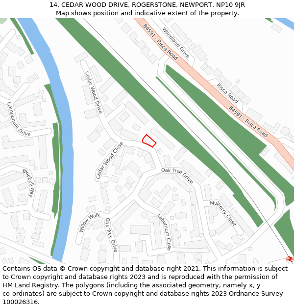 14, CEDAR WOOD DRIVE, ROGERSTONE, NEWPORT, NP10 9JR: Location map and indicative extent of plot