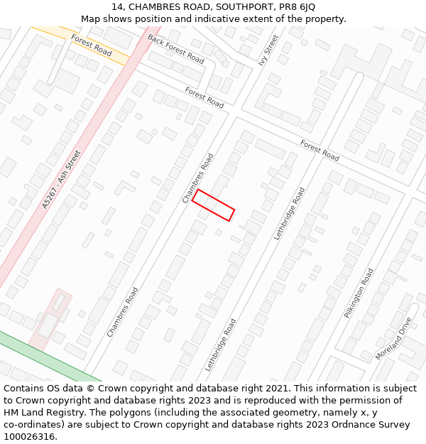 14, CHAMBRES ROAD, SOUTHPORT, PR8 6JQ: Location map and indicative extent of plot