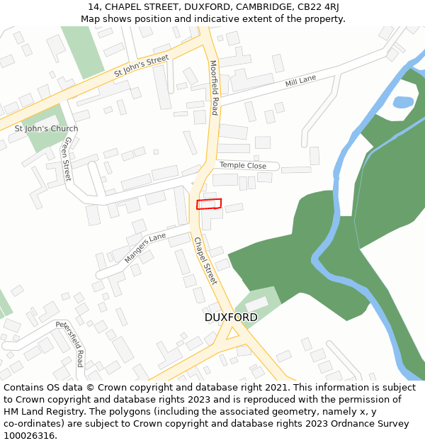 14, CHAPEL STREET, DUXFORD, CAMBRIDGE, CB22 4RJ: Location map and indicative extent of plot