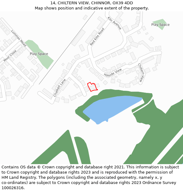 14, CHILTERN VIEW, CHINNOR, OX39 4DD: Location map and indicative extent of plot