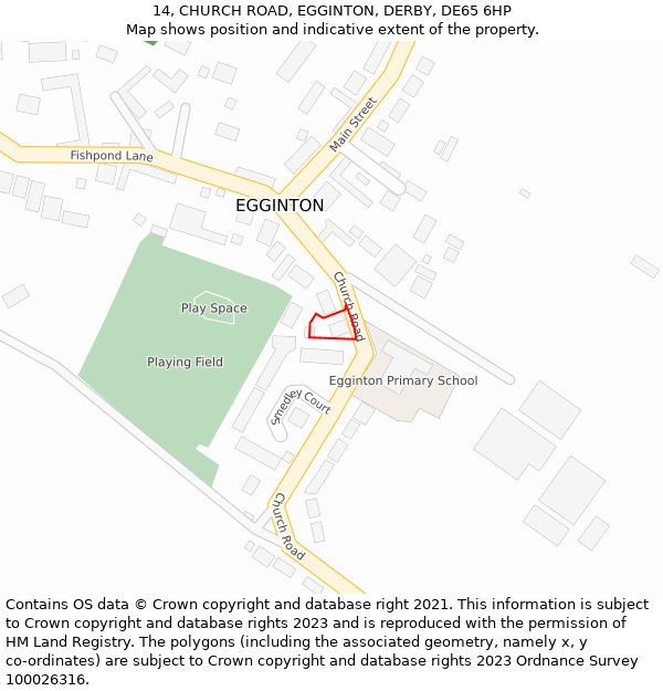 14, CHURCH ROAD, EGGINTON, DERBY, DE65 6HP: Location map and indicative extent of plot