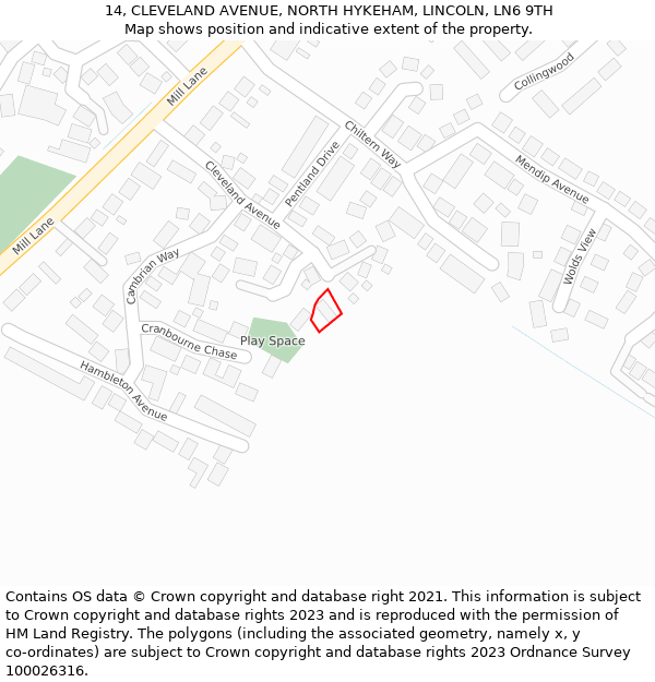 14, CLEVELAND AVENUE, NORTH HYKEHAM, LINCOLN, LN6 9TH: Location map and indicative extent of plot