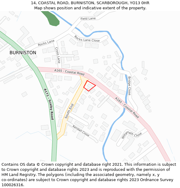 14, COASTAL ROAD, BURNISTON, SCARBOROUGH, YO13 0HR: Location map and indicative extent of plot