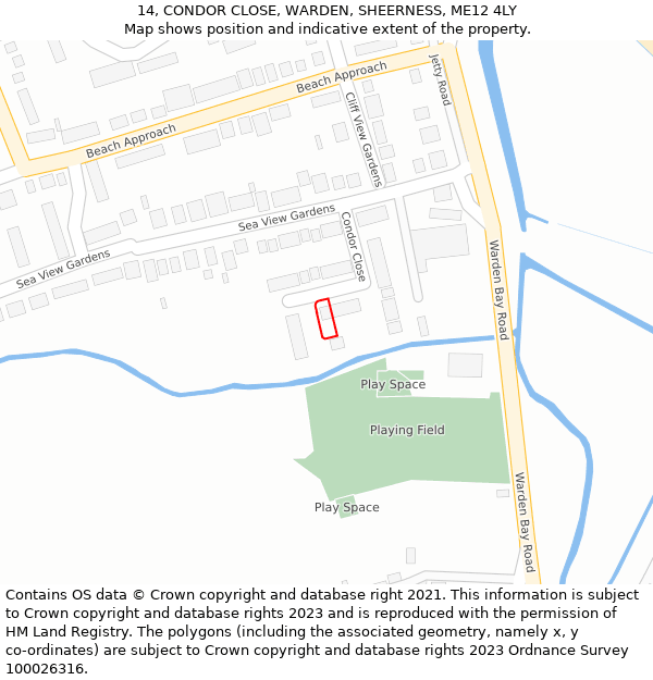 14, CONDOR CLOSE, WARDEN, SHEERNESS, ME12 4LY: Location map and indicative extent of plot