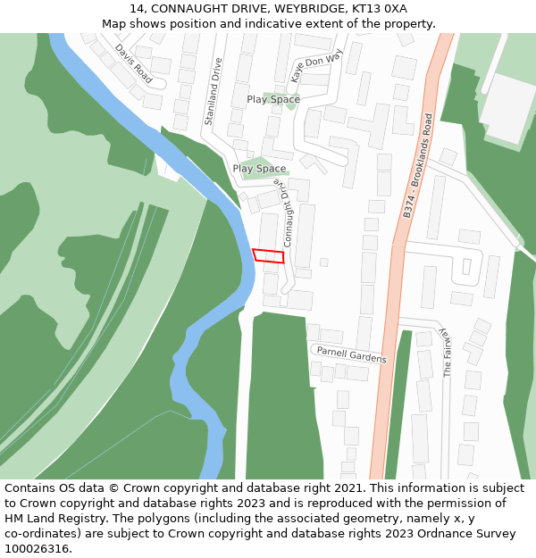 14, CONNAUGHT DRIVE, WEYBRIDGE, KT13 0XA: Location map and indicative extent of plot