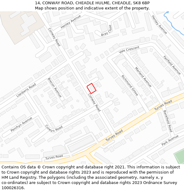 14, CONWAY ROAD, CHEADLE HULME, CHEADLE, SK8 6BP: Location map and indicative extent of plot