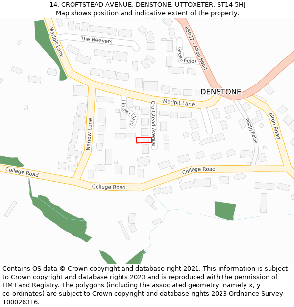 14, CROFTSTEAD AVENUE, DENSTONE, UTTOXETER, ST14 5HJ: Location map and indicative extent of plot