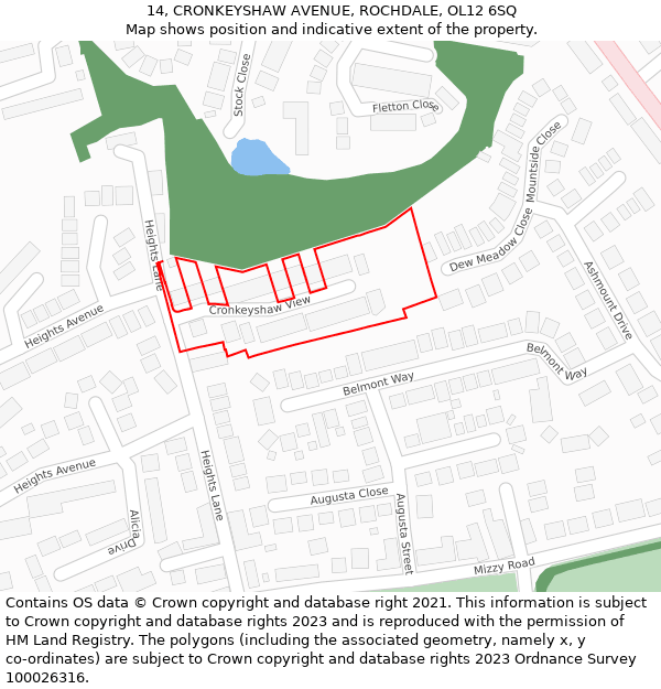 14, CRONKEYSHAW AVENUE, ROCHDALE, OL12 6SQ: Location map and indicative extent of plot
