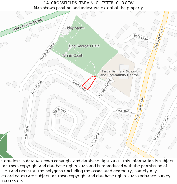 14, CROSSFIELDS, TARVIN, CHESTER, CH3 8EW: Location map and indicative extent of plot