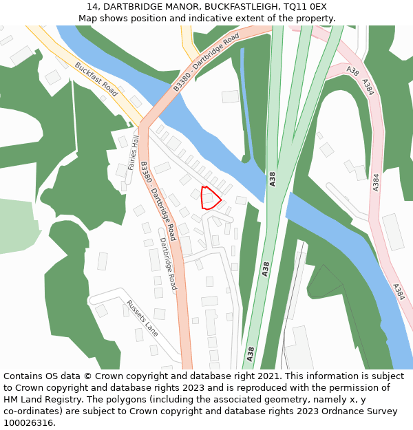 14, DARTBRIDGE MANOR, BUCKFASTLEIGH, TQ11 0EX: Location map and indicative extent of plot