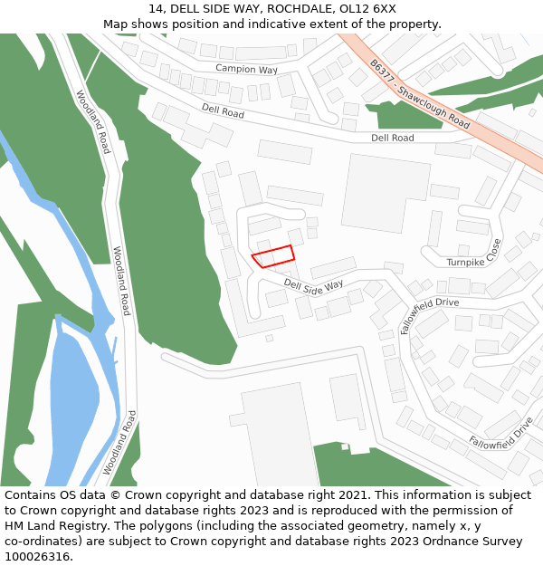 14, DELL SIDE WAY, ROCHDALE, OL12 6XX: Location map and indicative extent of plot