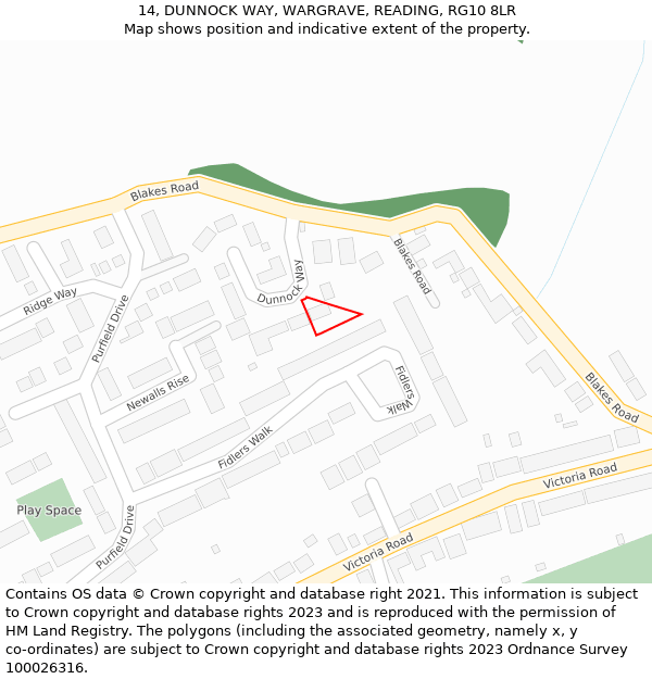 14, DUNNOCK WAY, WARGRAVE, READING, RG10 8LR: Location map and indicative extent of plot