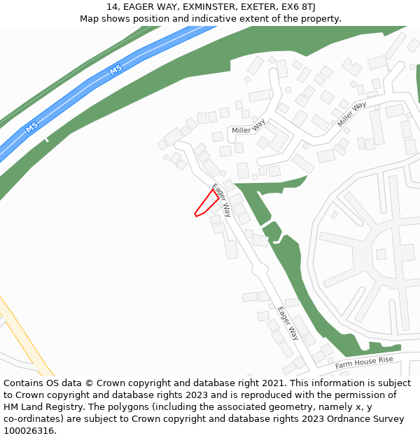 14, EAGER WAY, EXMINSTER, EXETER, EX6 8TJ: Location map and indicative extent of plot