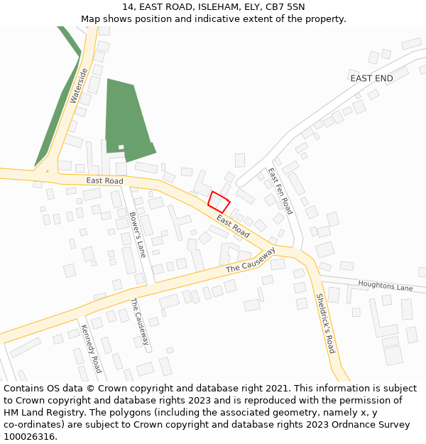 14, EAST ROAD, ISLEHAM, ELY, CB7 5SN: Location map and indicative extent of plot