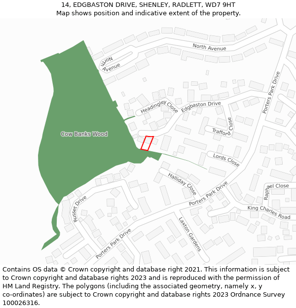 14, EDGBASTON DRIVE, SHENLEY, RADLETT, WD7 9HT: Location map and indicative extent of plot