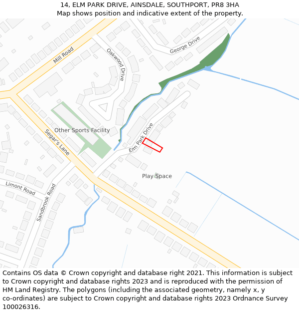 14, ELM PARK DRIVE, AINSDALE, SOUTHPORT, PR8 3HA: Location map and indicative extent of plot