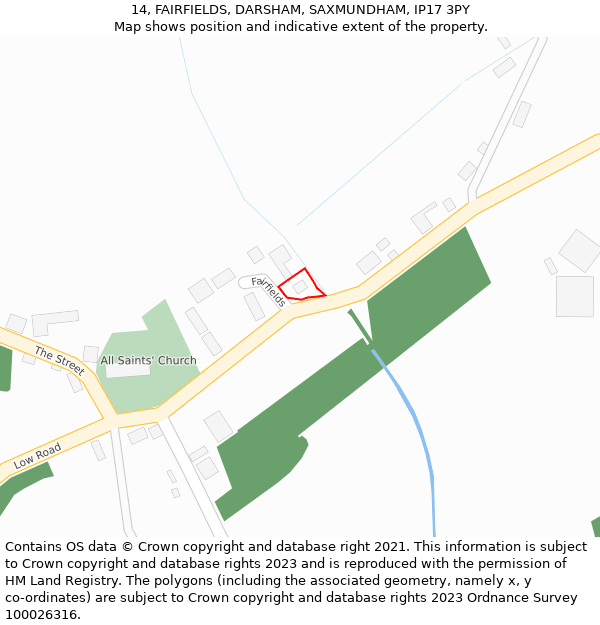 14, FAIRFIELDS, DARSHAM, SAXMUNDHAM, IP17 3PY: Location map and indicative extent of plot