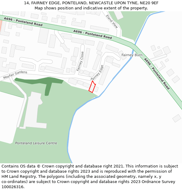 14, FAIRNEY EDGE, PONTELAND, NEWCASTLE UPON TYNE, NE20 9EF: Location map and indicative extent of plot