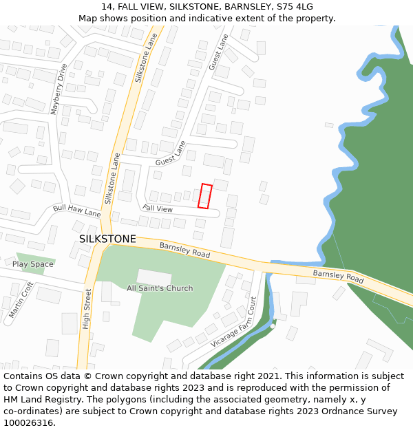 14, FALL VIEW, SILKSTONE, BARNSLEY, S75 4LG: Location map and indicative extent of plot