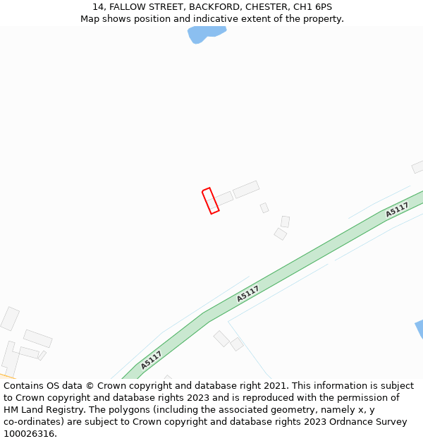 14, FALLOW STREET, BACKFORD, CHESTER, CH1 6PS: Location map and indicative extent of plot