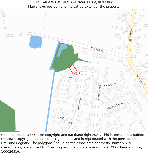 14, FARM WALK, NECTON, SWAFFHAM, PE37 8LX: Location map and indicative extent of plot