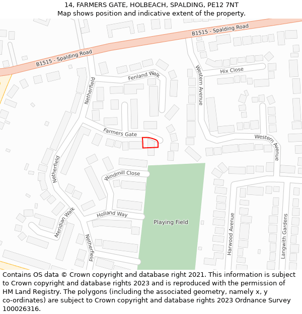 14, FARMERS GATE, HOLBEACH, SPALDING, PE12 7NT: Location map and indicative extent of plot